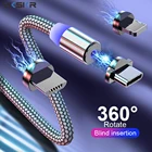 Магнитный зарядный кабель Micro USB для Android, мобильный телефон, провод для быстрой зарядки iPhone, светодиодный магнитный кабель USB Type-C