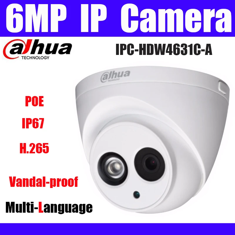 Оригинальная ip камера IPC HDW4631C A POE 6MP Антивандальная Сетевая купольная Замена HDW4433C