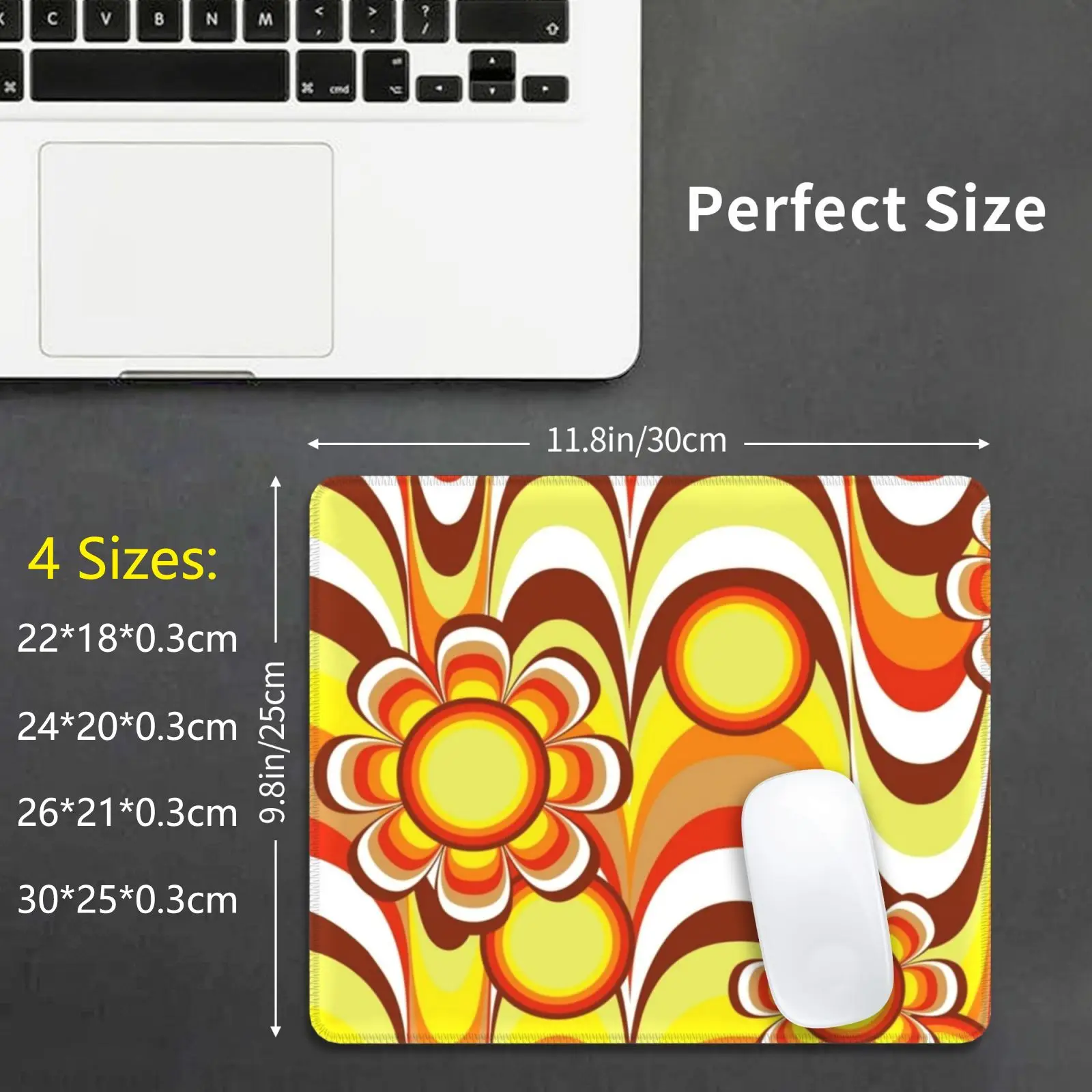 

Groovy 60s психоделический коврик для мыши с цветочным принтом DIY Makanahele минималистичный современный