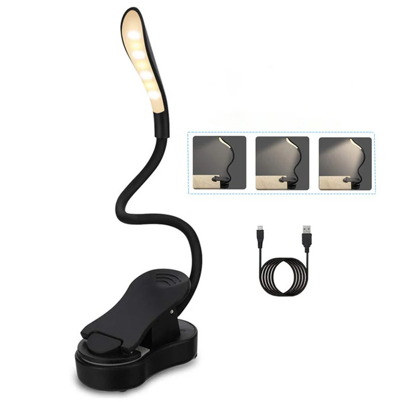 

Rechargeable Reading Light LED Book Light USB Flexible Book Lamp Touch Dimmer Clip Table Desk Lamp protect eye Portable Clip Lam