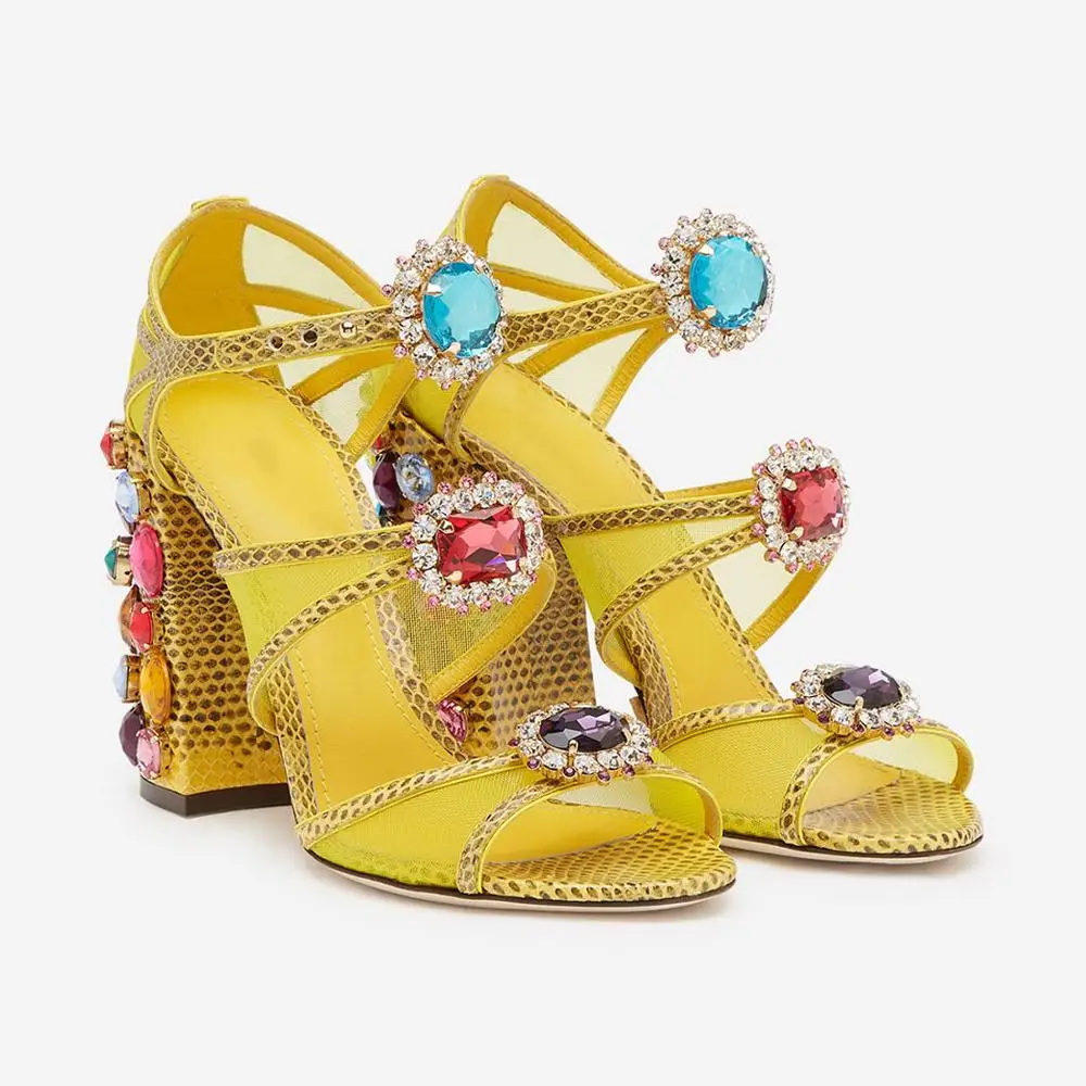 

Women's High quality crystal High heeled sandals Hot fashion women vintage high heeled shoes EU35-42 BY825