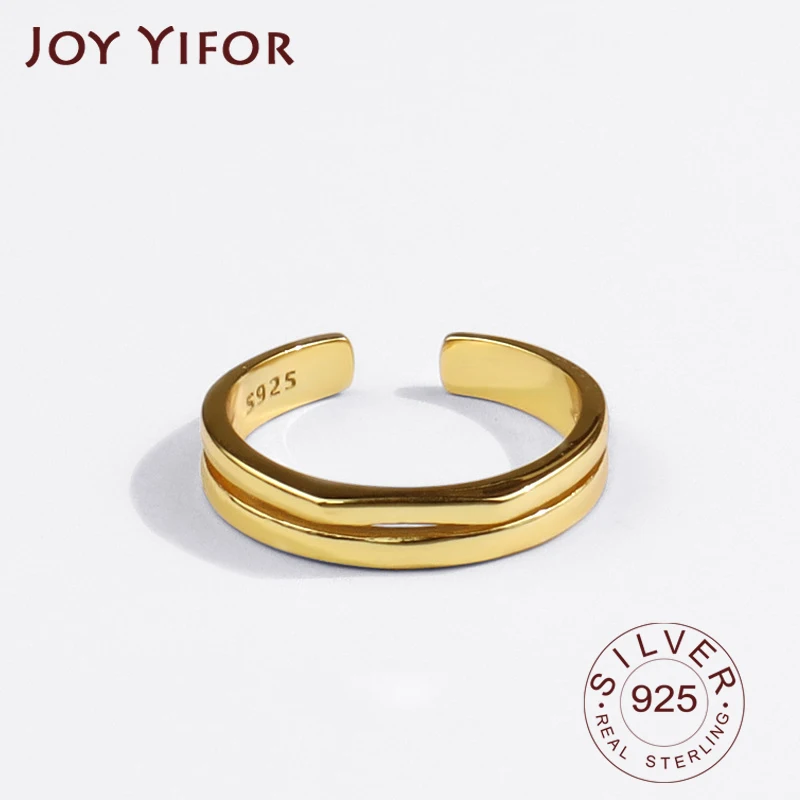 

925 Sterling Silver Rings for Women Double Lines Wide Vintage Wedding Trendy Jewelry Large Adjustable Antique Rings Anillos