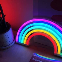 children bedroom cute night lamp rainbow shape neon led night light usbbattery powered bedroom decorative lamp