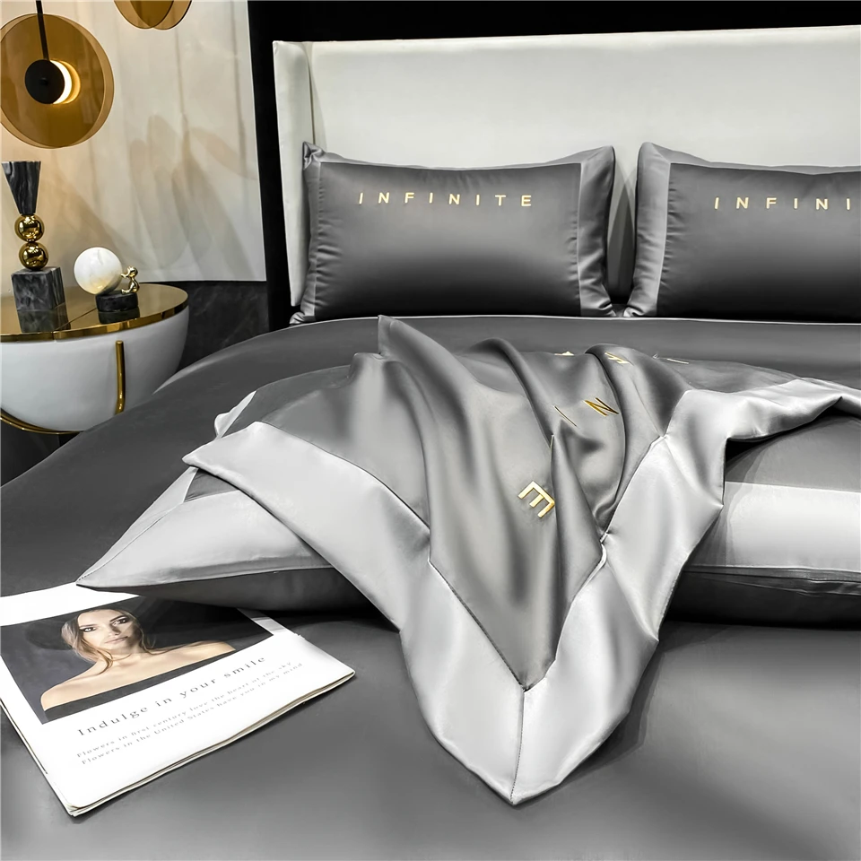 Набор постельных принадлежностей из египетского хлопка с цветной вышивкой