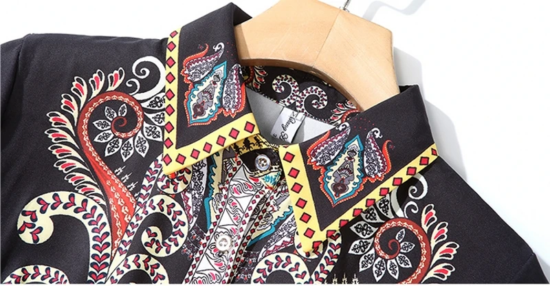 

2021 spring Elegant Print Long Sleeve Women Dresses Casual turn down collar A LIne Dress Vintage Pleated dress Vestidos