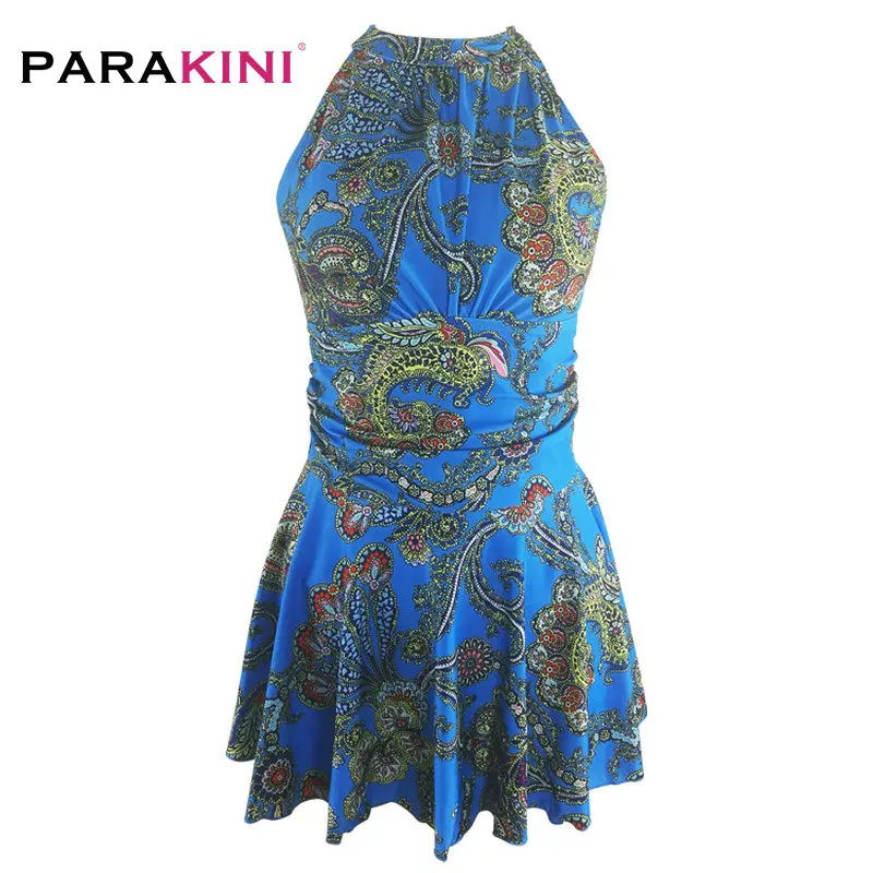 Армейский зеленый PARAKINI, сдельный купальник,, плюс размер, 2XL, одежда для плавания, для женщин, пуш-ап, купальники, в горошек, с принтом, на бретельках, ретро платье, одежда для плавания, танкини - Цвет: Армейский зеленый