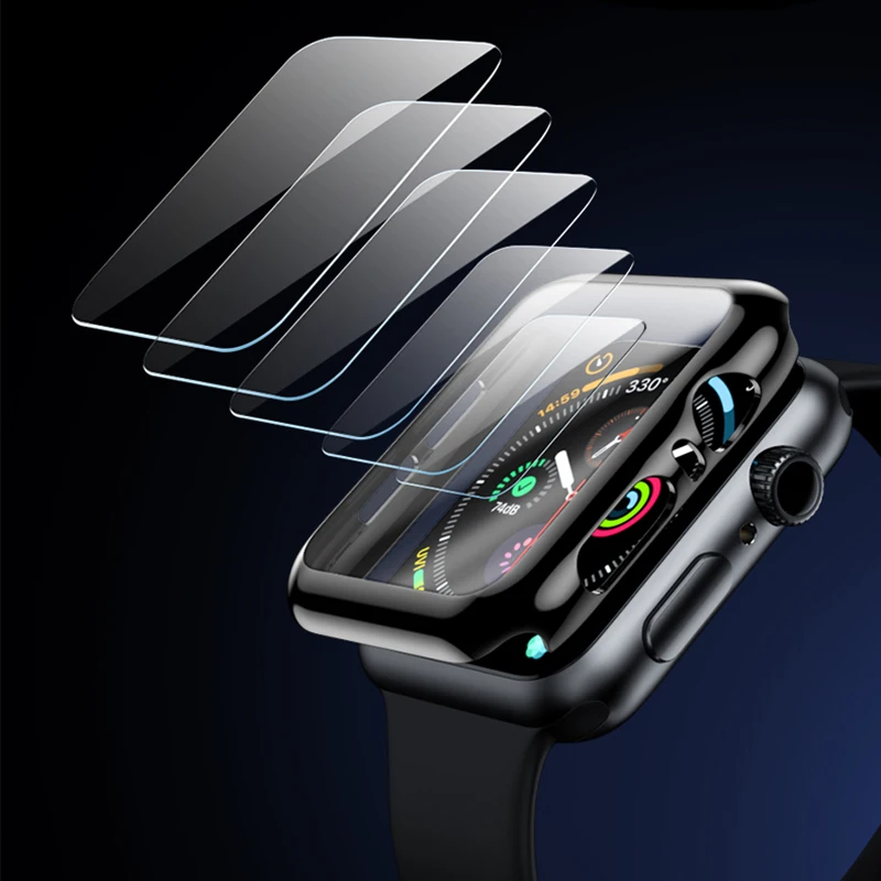 100D полное покрытие стекло для Apple Watch Series 5 4 3 2 матовый пластиковый бампер рамка