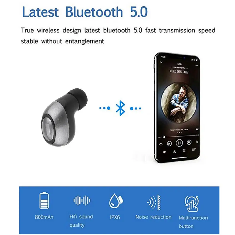 Bluetooth 5 наушники вкладыши TWS с в ухо водонепроницаемый Беспроводные микрофоном
