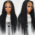 26 дюймовый длинный кудрявый синтетический кружевной передний парик для женщин, Детские волосы, глубокая волна, предварительно выщипанная черная линия волос, парик из безклеевого волокна