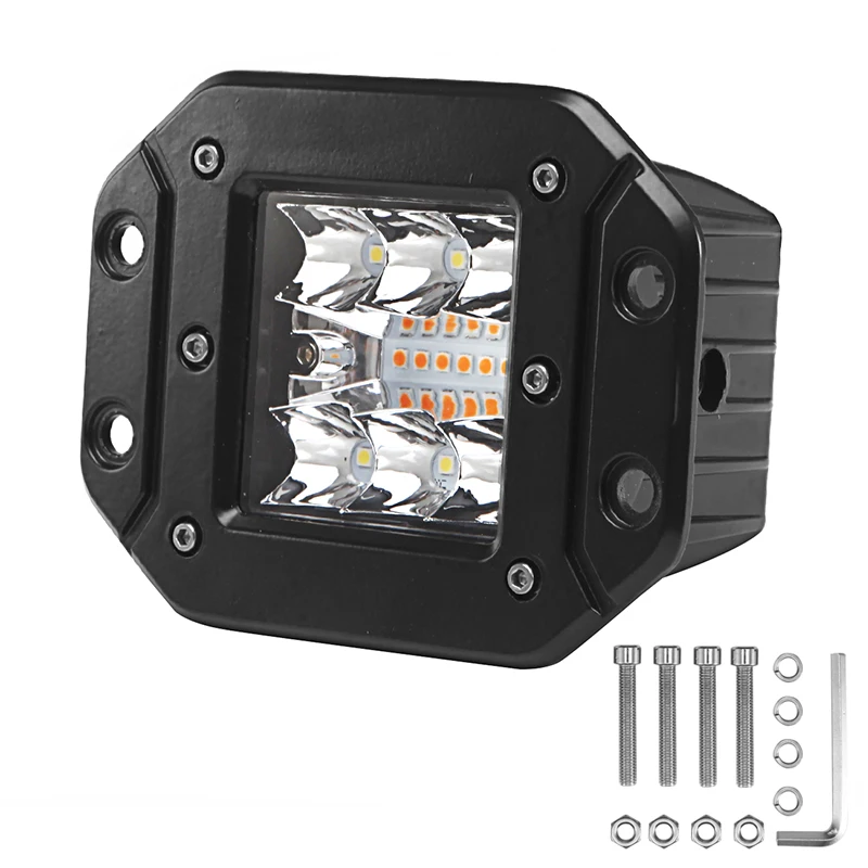 

1 Or 2PCS 6 Modes18W Dual Color Square LED Work Light Bar Spot Flood Bumper Truck Driving Fog Lights