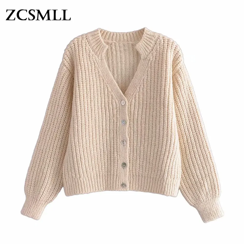 

Женский однобортный вязаный кардиган ZCSMLL в европейском и американском стиле с V-образным вырезом и рукавом летучая мышь