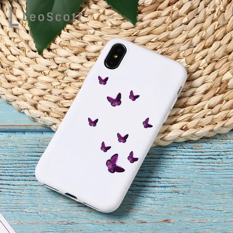 

Beauty Butterfly fashion Phone Case Candy Color for iPhone 6 7 8 11 12 s mini pro X XS XR MAX Plus
