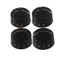 4 x black guitar speed control knob bucket shape w gold numerals