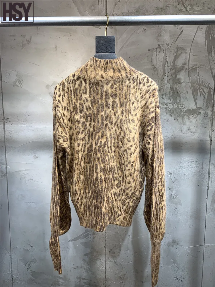 【HSY】2019 осень зима новый ретро женский сеялка Леопардовый принт трехмерный