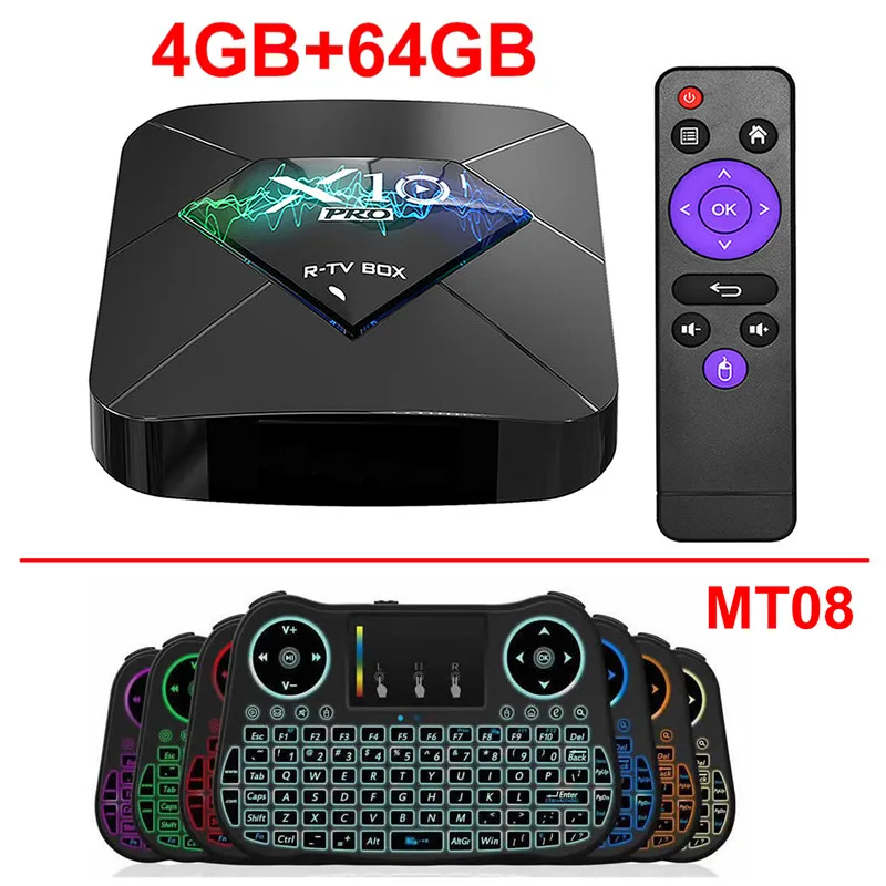 4GB 64GB add MT08 X10 PRO Smart tv BOX Android 9,0 четырехъядерный процессор Amlogic S905X2 4 Гб ОЗУ 64 Гб ПЗУ 2,4G/5G двойной wifi USB3.0 BT4.0 3D 4K HDR телеприставка - Цвет: 4GB 64GB add MT08