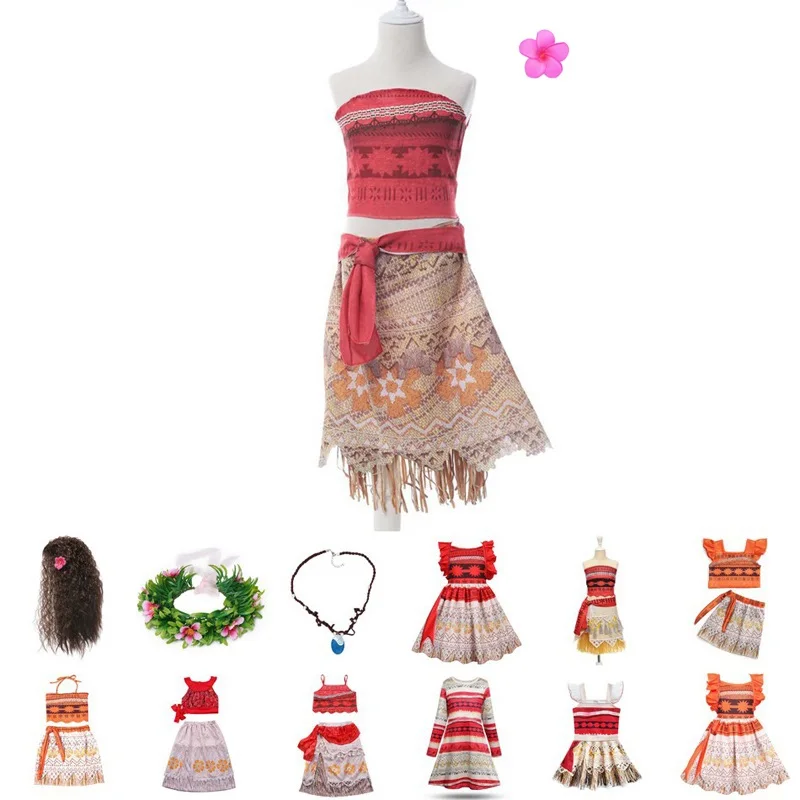 MUABABY-vestido de Moana para niñas pequeñas, traje de aventura Vaiana, disfraz de princesa con collar de Moana, ropa para niños