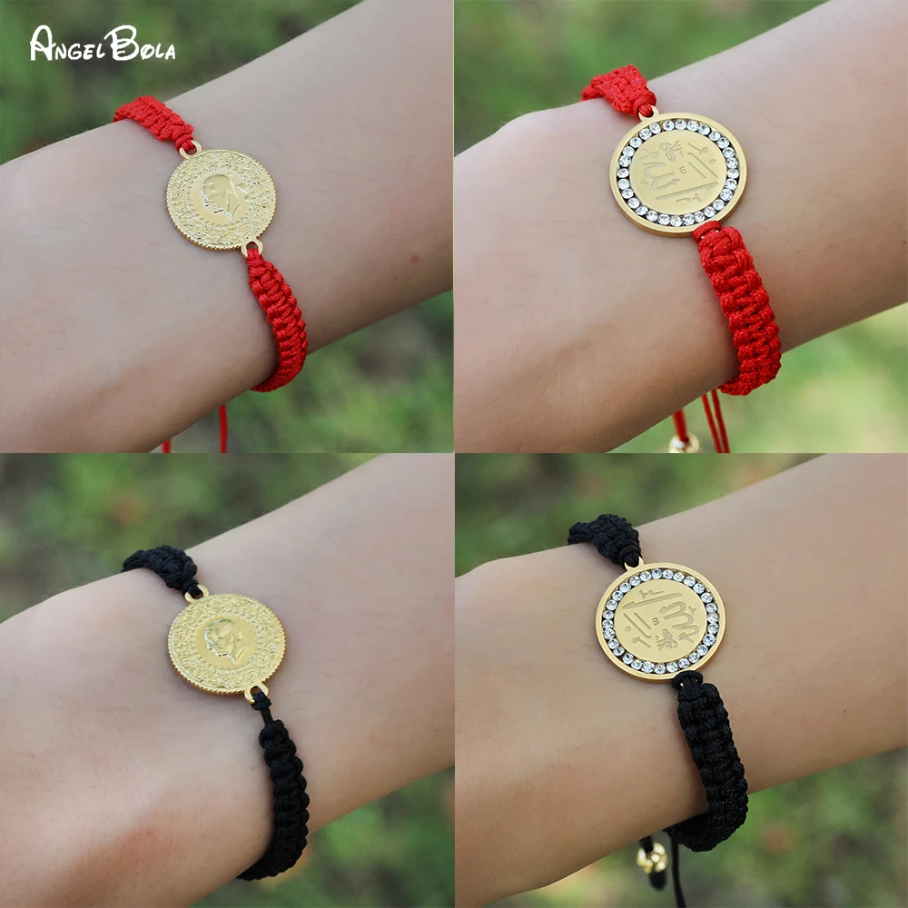 

Изысканный Плетеный вручную Регулируемый красный/черный ремешок на руку мусульманская мода ювелирные изделия аксессуары для женщин Подар...