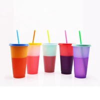 80hot720ml color changing bottle no odor leak proof with lid straw outdoor juice coffee discoloration cup for home