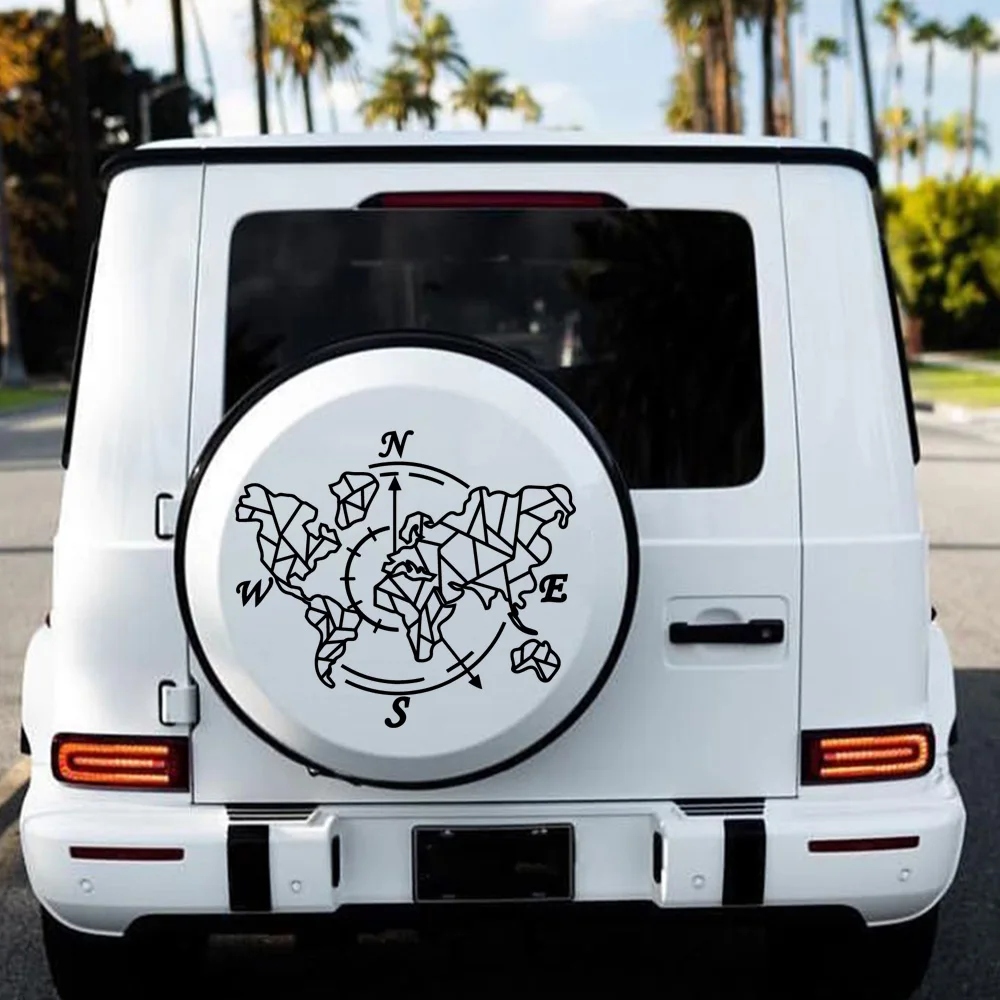 Виниловая наклейка для автомобиля на зеркало заднего вида с картой мира компасом