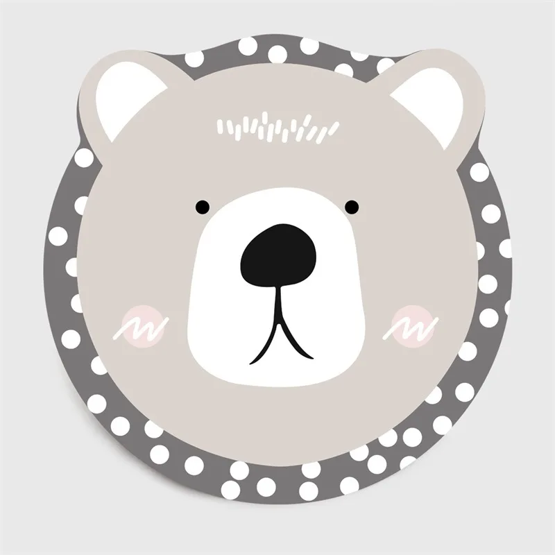 Круглый ковер с милыми мультяшными животными детский нескользящий для