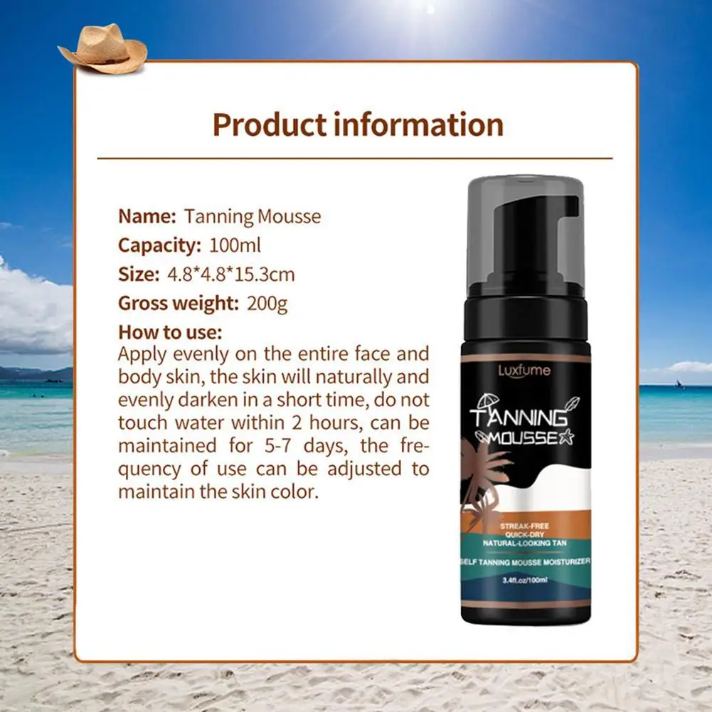 

Mousse Long Lasting Sunless Tanning Self Tan Organic Natural Tan Tanner Lasting Bronze Self Long Mousse H8F2