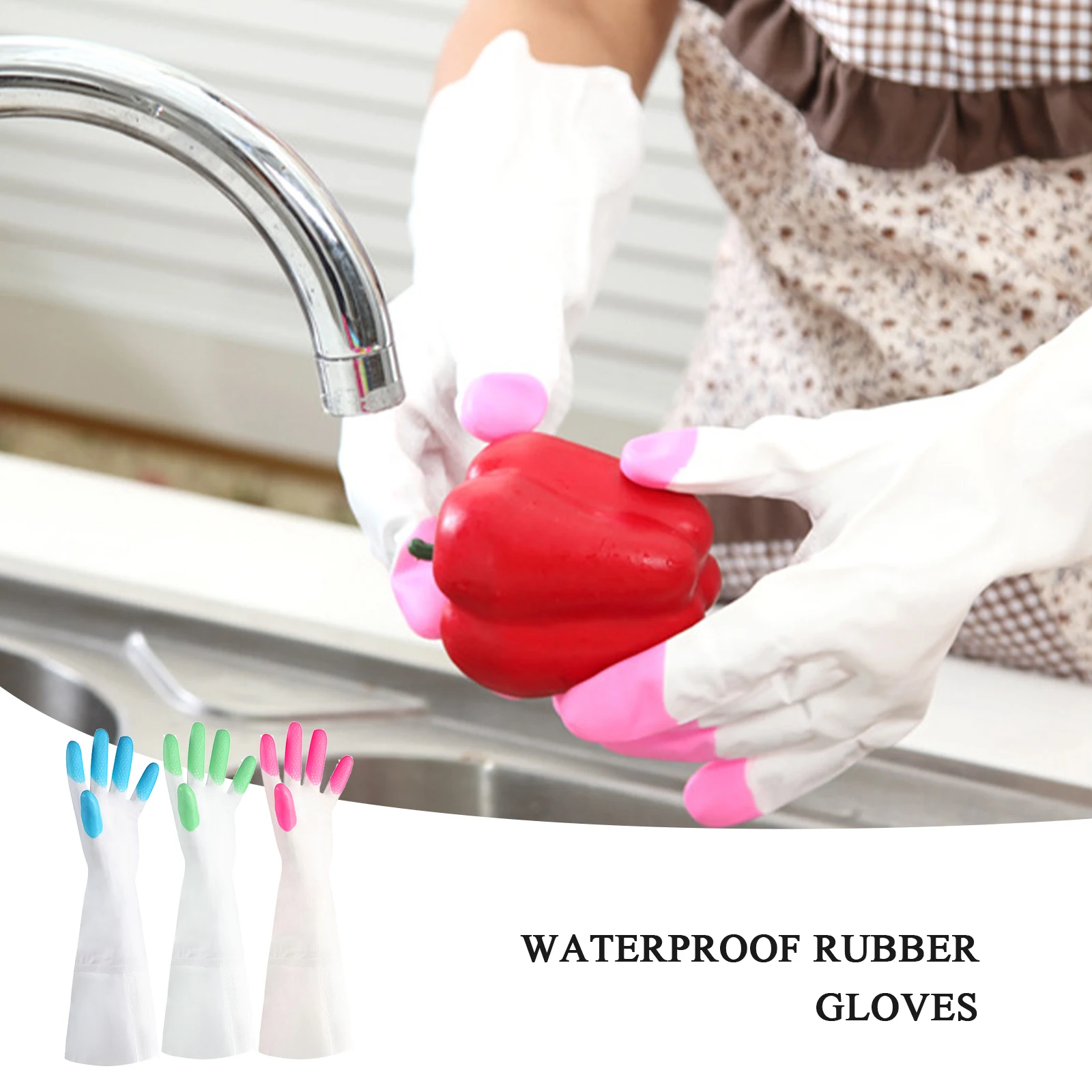 

Long Sleeve Latex Kitchen Wash Dishes Dishwashing PVC Gloves Household Cleaning Tools Accessories