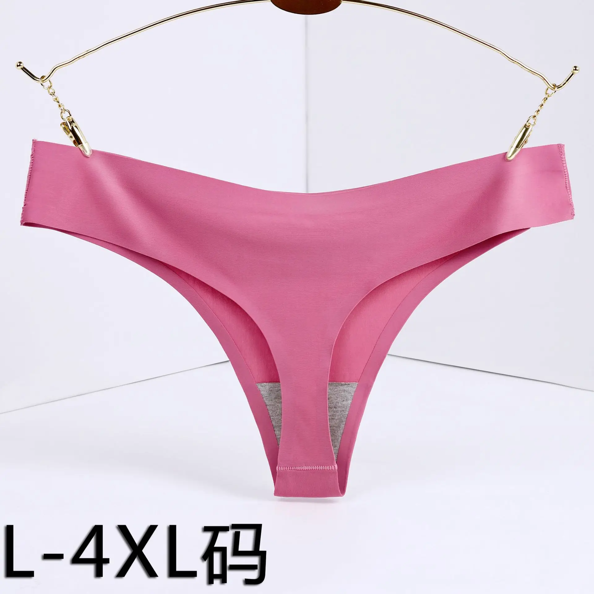 

3pcs Seamless Ice Silk Panties Women Sexy g-strings Thongs Solid Color T-back Female Briefs Plus Size UnderPants L-4XL