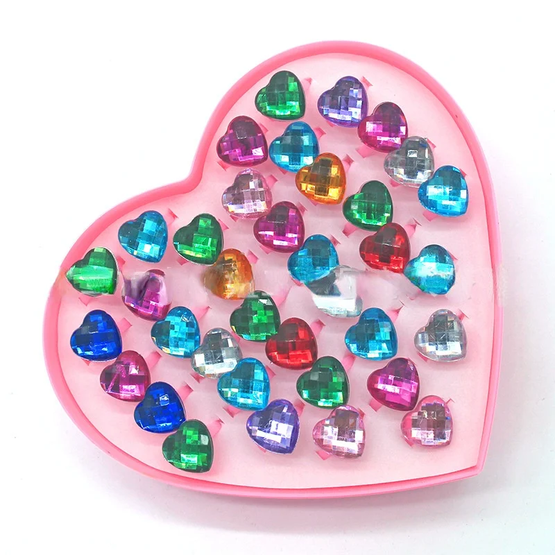 36 шт. кольца для маленьких девочек ювелирные изделия набор регулируемых