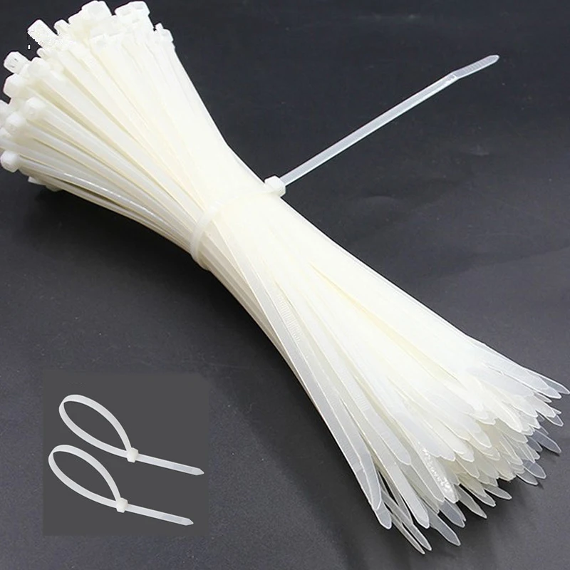 

100Pcs 2x100mm 3*200mm White Black Self-locking Plastic Nylon Cable Ties Wire Zip Tie
