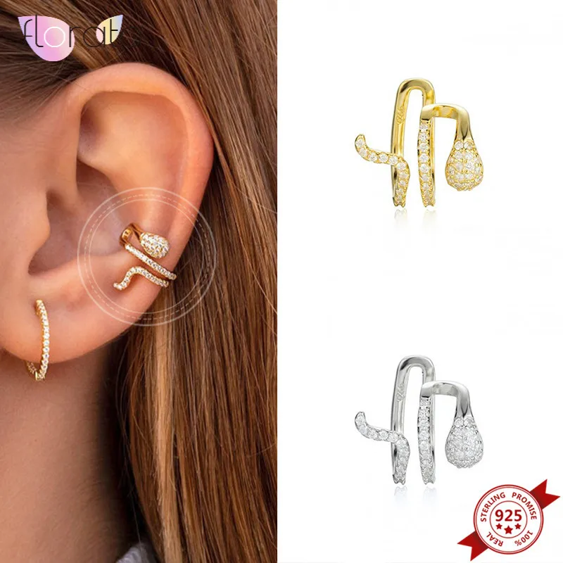 

1PC Plated 24K Gold/925 Silver Ear Cuff Earrings Crystal Non-Piercing Ear Clips Fake Cartilage Earring for Women