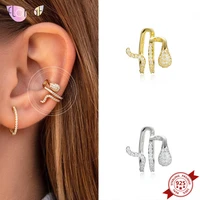 1pc plated 24k gold925 silver ear cuff earrings crystal non piercing ear clips fake cartilage earring for women