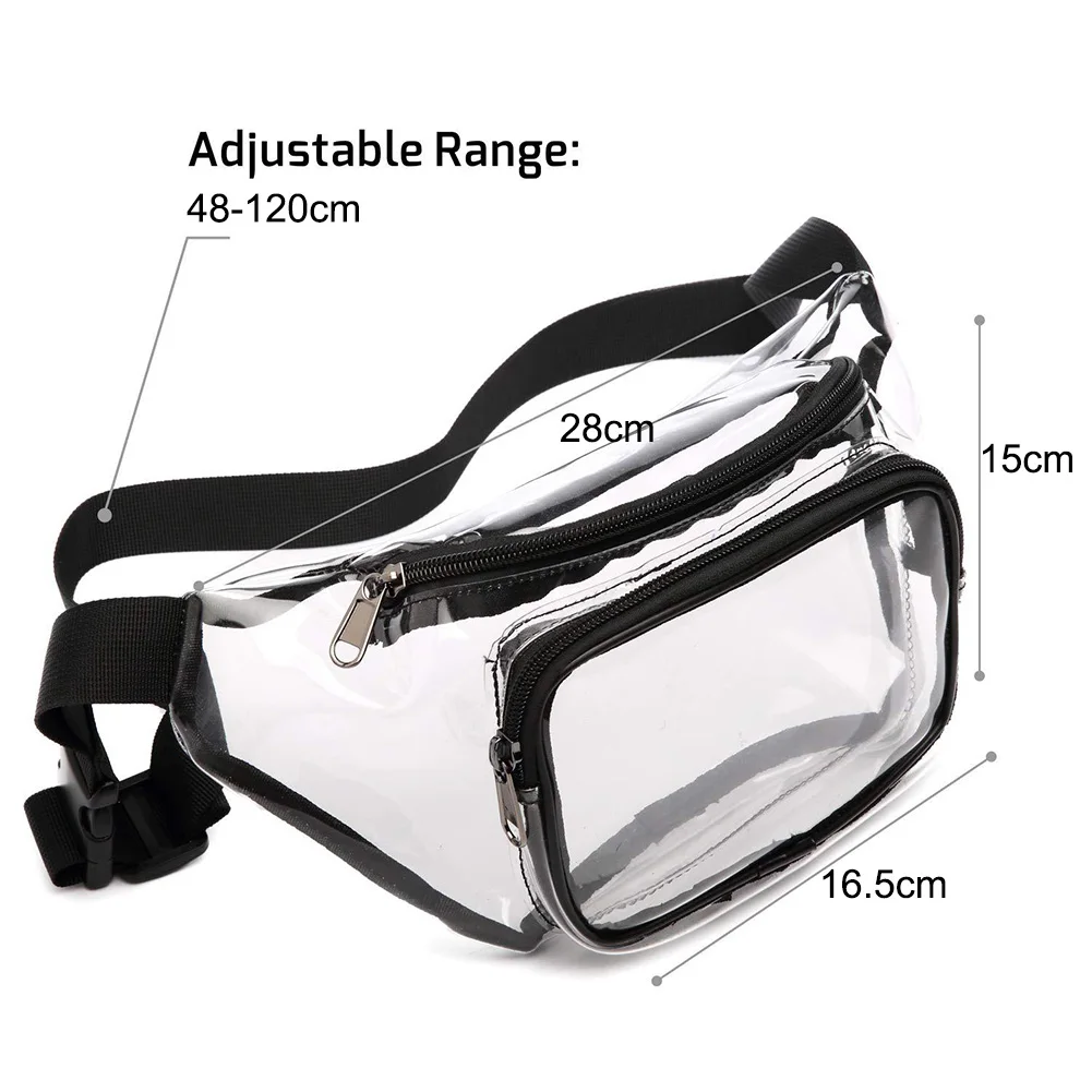 

Unisex Waterproof Transparent Zipper Belt Chest Waist Bag Pouch Sport Fanny Pack Chest Bag Nerka Damska