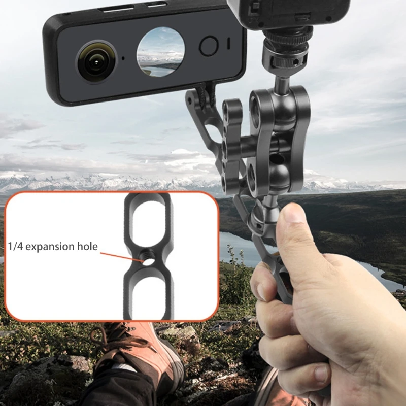 

Aluminum Extension Arm Metal Foldable Mount Helmet shooting Stick Stand Compatible with Gopro9 Insta-360 One-X
