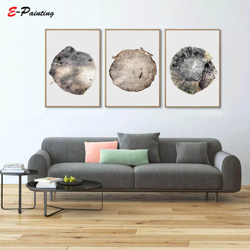 Современная Картина на холсте настенное искусство круглая картина с кольцом