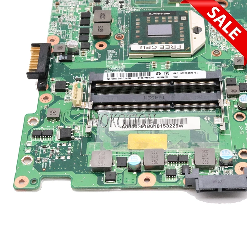 NOKOTION материнская плата для ноутбука Toshiba Satellite L655D L650D A000079130 DA0BL7MB6E0 материнская плата DDR3 разъем s1 Бесплатный процессор