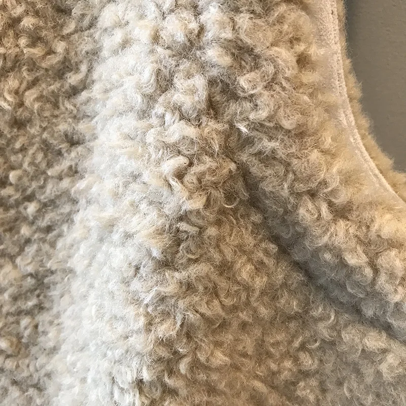 2019 new lambs wool splicing cotton vest women's medium long coat womens vests winter outerwear Spliced sleeveless |