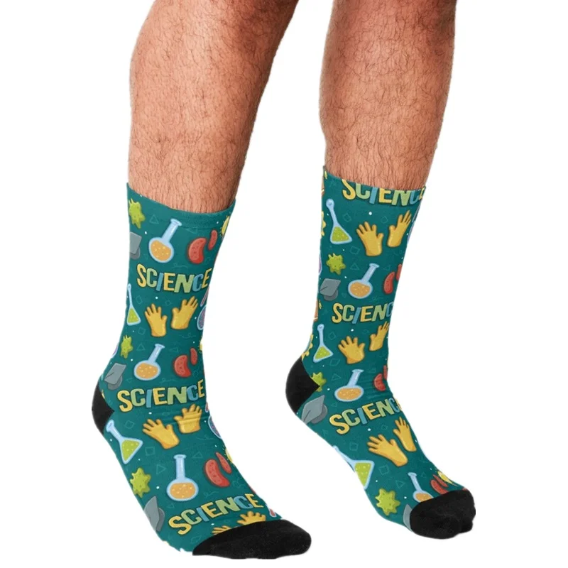 

funny Socks Men harajuku personality Science Socks Printed Happy hip hop Men Socks Novelty Skateboard Crew Casual Crazy Socks