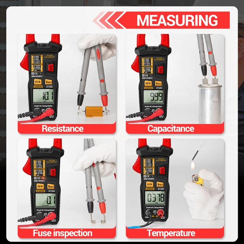 

A-neng ST193 Multimeter Clamp Meter Digital 600V Capacitor Clamp 6000 Count True RMS Current Tester