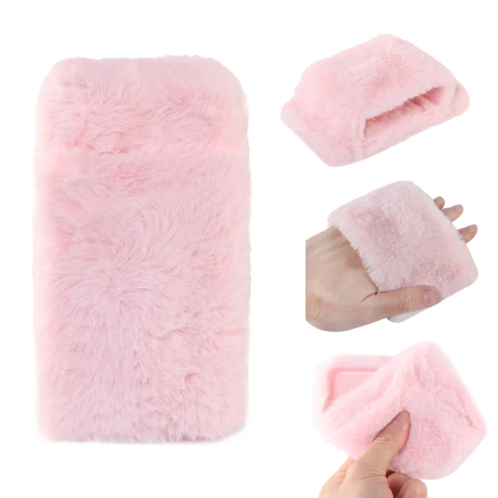 Мягкий плюшевый чехол для телефона милый модный зимний сохраняющий тепло с мехом