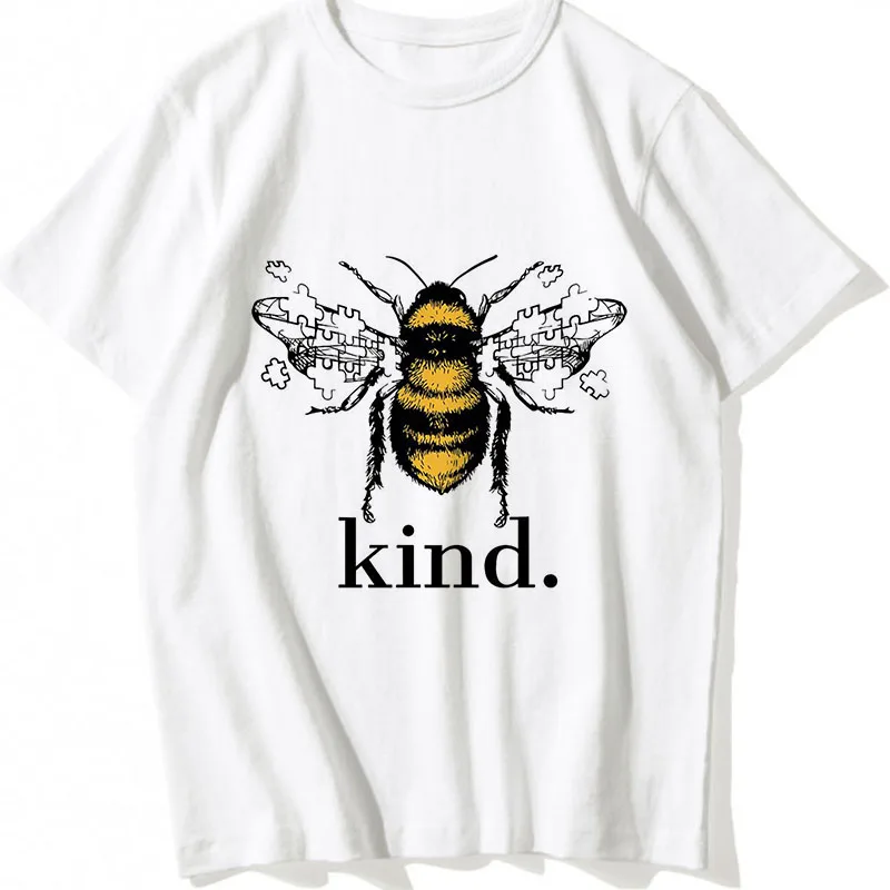 Футболка Bee Kind женская хлопковая с графическим принтом круглым вырезом Harajuku Ulzzang