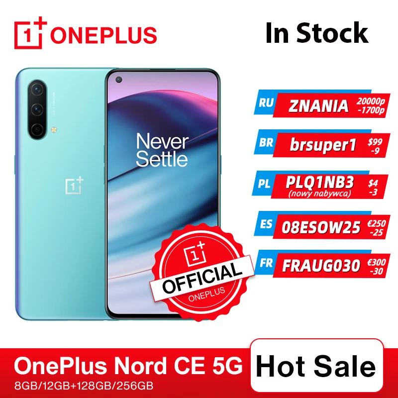  OnePlus Nord CE 5G EB2103 Smartphone 8GB 128GB & 12GB 256GB Snapdragon 750G Warp Charge 30T Plus OnePlus Official 