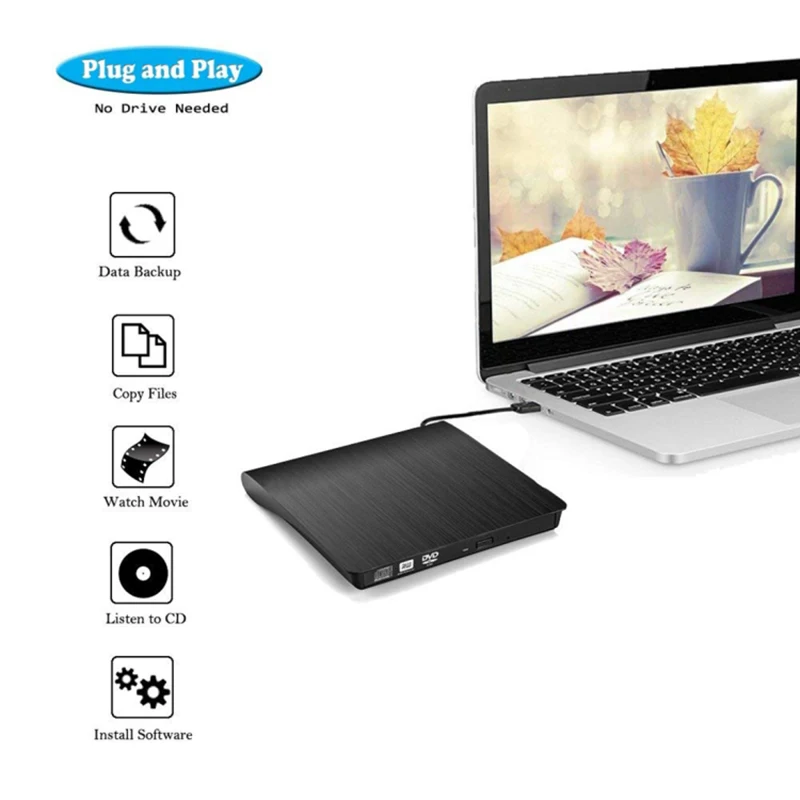 USB 3 0 Внешний Оптический привод тонкий CD ROM дисковый ридер DVD RW ГОРЕЛКА запись для