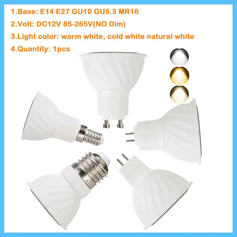 

GU10 MR16 E27 GU5.3 E14 LED COB Spotlight Bulb Incandescent DC12V 85-265V Cool White Round Led Panel Light Living Home Lamp Bulb