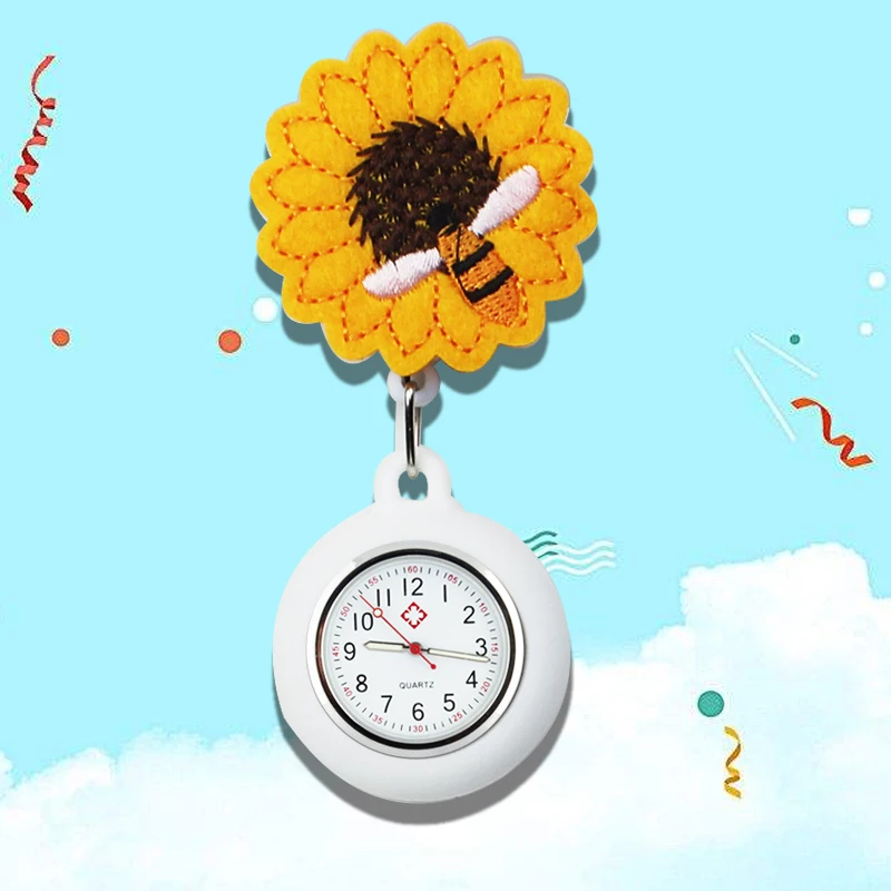 Подсолнух пчела отворот FOB аксессуары для медсестер карманные часы DigitalSunflower