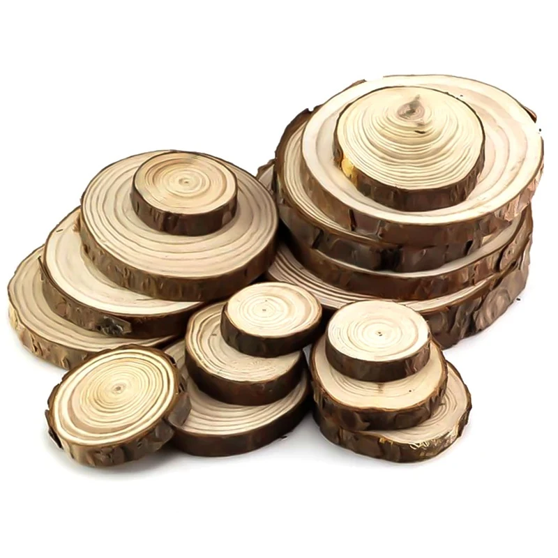 

Hight GualityThick Natural Pine Round Unfinished Wood Slices Circles With Tree Bark Log Discs DIY Crafts Wedding Party Painting