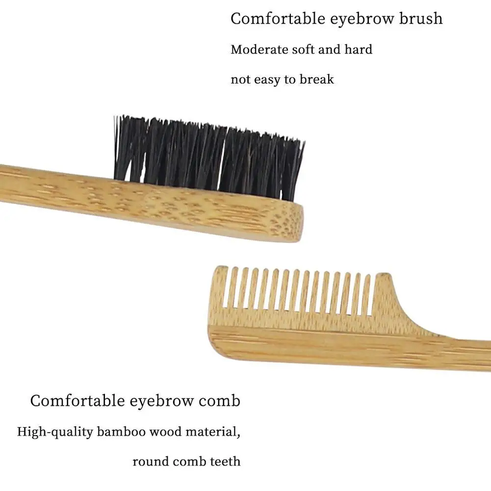 

New Pure Natural Bamboo And Wood Side Control Eyebrow Household Brush Three-head Double-sided Comb Eyeb Foundation Brush Ey G4G4