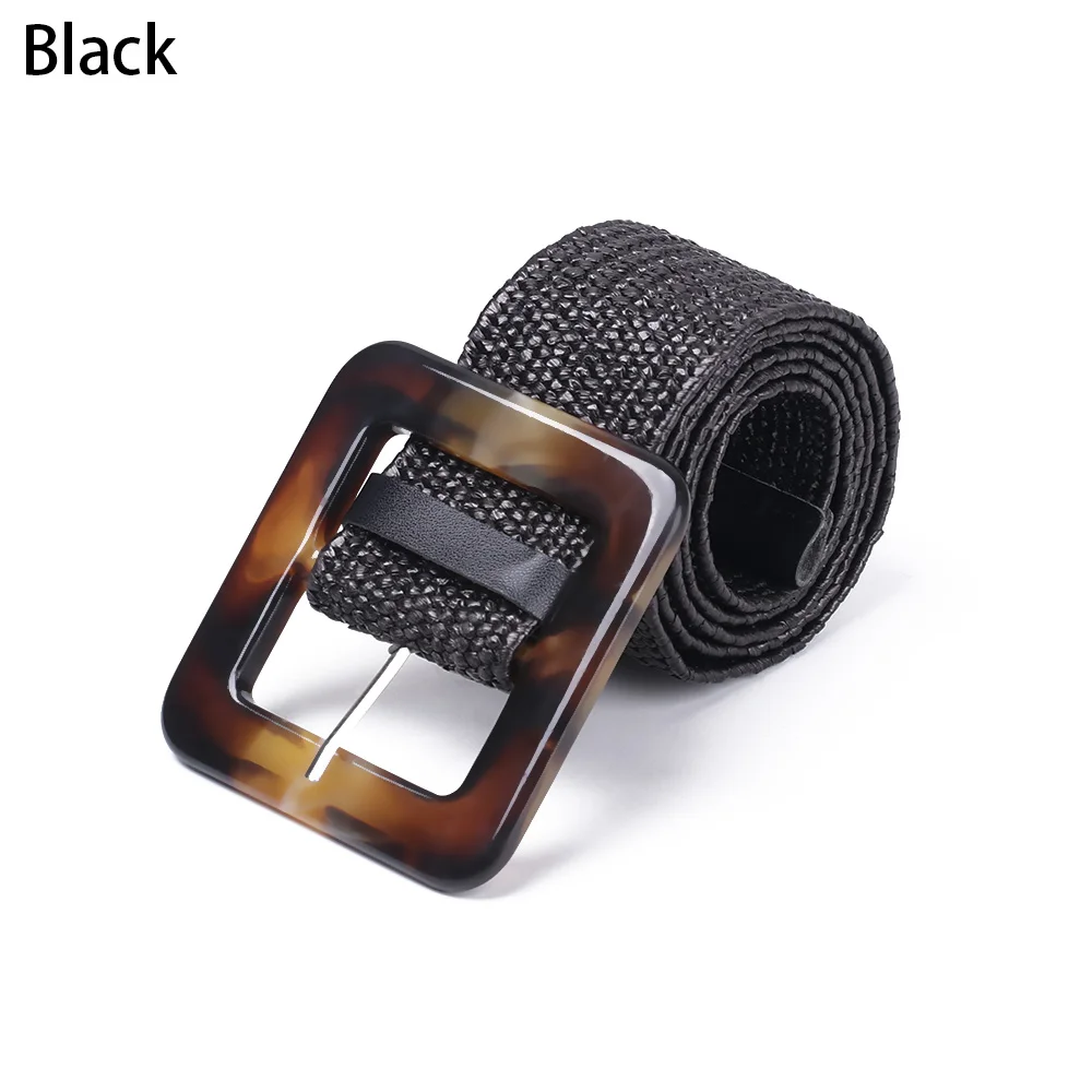 Other-black 1 шт. Модные женские широкие соломенные ремни деревянная Пряжка Нефритовое платье с бантом пояс Повседневный Шарм Плетеный эластичный пояс цепь - Цвет: Other-black