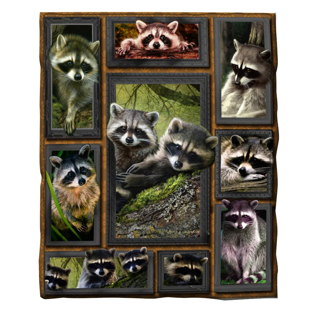 

Raccoon Fleece Blanket 3D full printed Wearable Blanket Adults/kids Fleece Blanket Sherpa Blanket Drop Shippng
