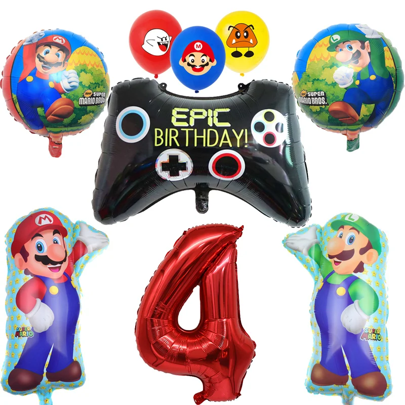 

9Pcs Super Mario Foil Balloons Set 32inch Red Number Balloon Birthday Party Decoration Baby Shower Kids Toy Air Globos Supplies
