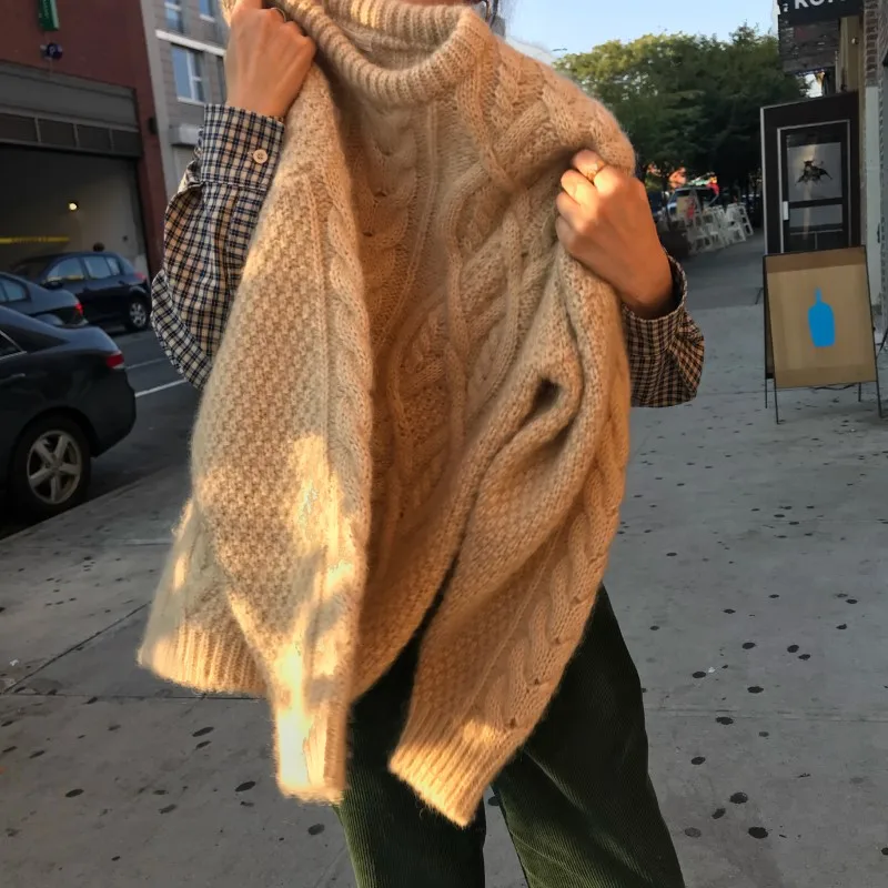 

Wavsiyier Winter Autumn Elegant Jumper Oversized 2020 Loose Vintage Pullover Korean StyleThick Cute Knitted Sweater Women Solid